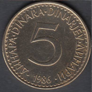 1986 - 5 Dinara - AU - Yougoslavie