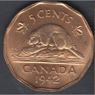 1942 - Tombac - B.Unc - Canada 5 Cents