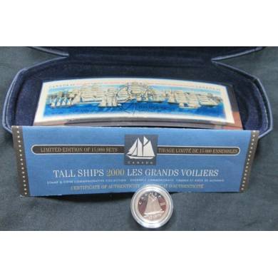 2000 - 10 Cents - Proof - Canada Talls Ships + Stamp