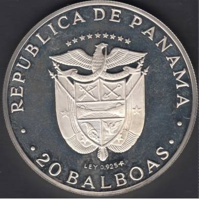 1975 - 20 Balboas - 3.85 oz Argent - Proof -Endommag - Panama