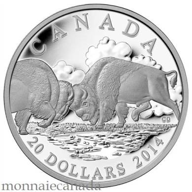2014 - $20 - Pice de 1 oz en argent fin - Le bison - Duel de poids lourds