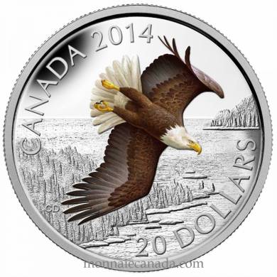 2014 - $20 - 1 oz. Fine Silver Coin - Soaring Bald Eagle