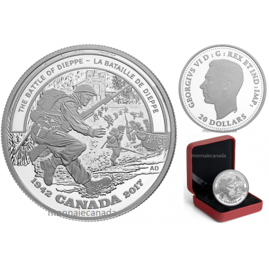 2017 - $20 - 1 oz. Pure Silver Coin - Second World War Battlefront: The Battle of Dieppe