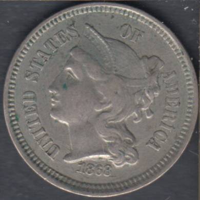 1868 - EF - Nickel 3 Cents