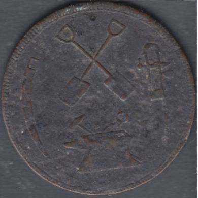 1832 - Damaged - T.S. Brown & CO - Imported of Hardwares Montreal - Half Penny Token - LC-15A3