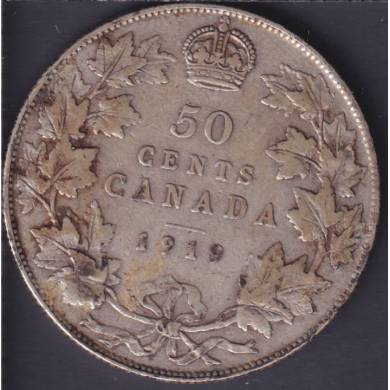 1919 - Fine - Rotated Dies - Scratches - Canada 50 Cents