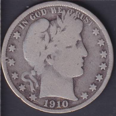 1910 S - VG/F - Barber - 50 Cents USA