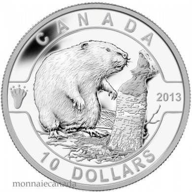 2013 - $10 - 1/2 oz Fine Silver Coin - O Canada series - The Beaver