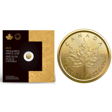 2023 - $5 - 1/10 oz. 99.99% Pure Gold Coin - Treasured Gold Maple Leaf