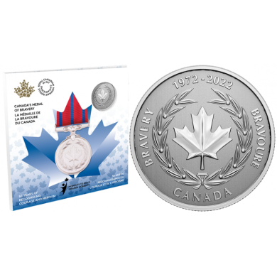 2022 - $5 - 1/4 oz. Pure Silver Coin – Moments to Hold: 50th Anniversary of the Medal of Bravery
