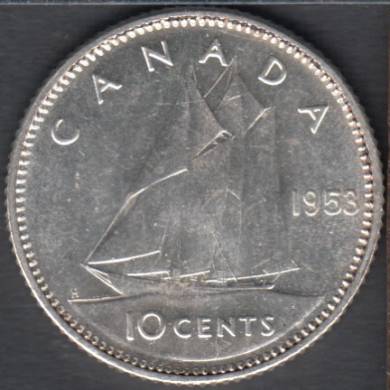1953 - NSF - EF - Rotated Dies - Canada 10 Cents