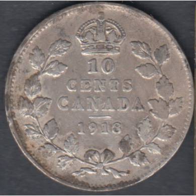 1918 - VF - Stained - Canada 10 Cents