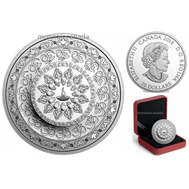 2016 - $20 - 1 oz. Pure Silver Coin  Diwali: Festival of Lights