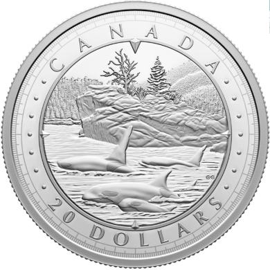 2024 - $20 - Pice en argent pur  Voici le Canada : Merveilleuses tendues d'eau  La cte du Pacifique