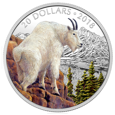2018 - $20 - Pice colore de 1 oz en argent pur - Nature majestueuse : Sage chvre de montagne