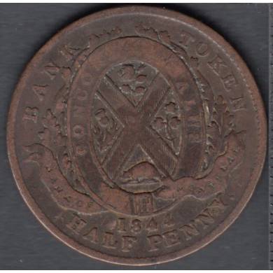 1844 - VG - Half Penny - Token Bank of Montreal - Province of Canada - PC-1B3