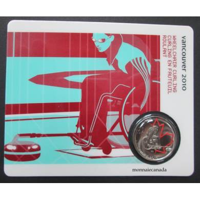 2010 - 25 cents - Vancouver – Carte de sport avec pièce de Curling en fauteuil roulant