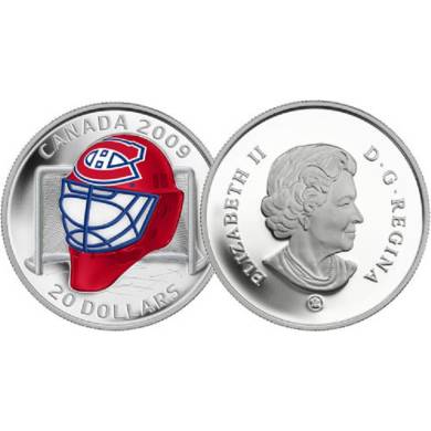 2009 Canada $20 Sterling Silver Coloured - Montreal Canadiens Goalie Mask