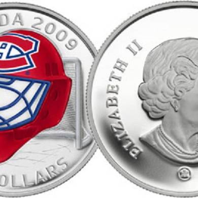 2009 Canada $20 Sterling Silver Coloured - Montreal Canadiens Goalie Mask