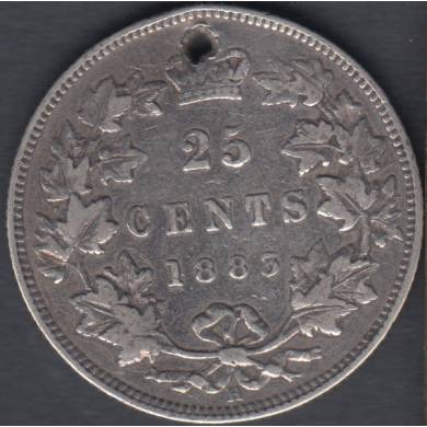 1883 H - VF - Troué - Canada 25 Cents