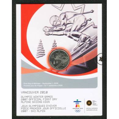 2007 25 Cents Vancouver 2010 - Ski Alpin - Piece Premier Jour Officielle