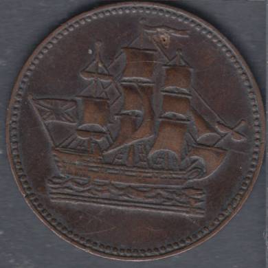 1835 - VF - Ship Colonies & Commerce - Half Penny Token - PE-10-32 - P.E.I.