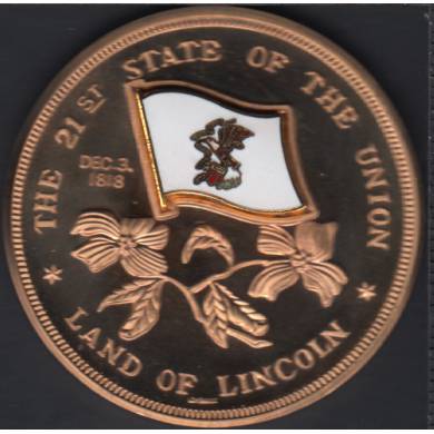 1976 - Illinois 21th state Of The Union - Land Of Lincoln - Medal