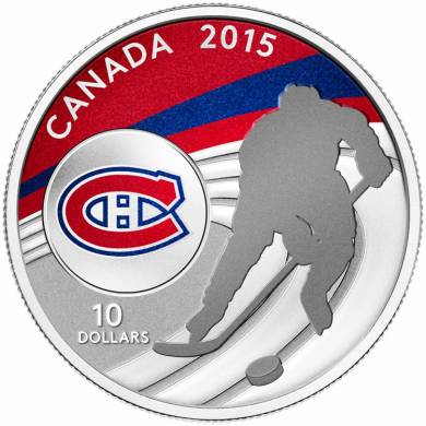 2015 - $10 - 1/2 oz. Fine Silver Coin - Montreal Canadiens***COIN TONED ***