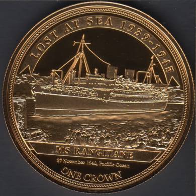 2016 - Proof - One Crown - Queen Elizabeth II Gold Plated - Lost at Sea 1939 - 1945 - MS RANGITANE - Tristan da Cunha