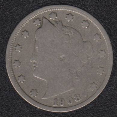 1908 - Liberty Head - 5 Cents