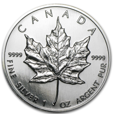 1996 Canada $5 Dollars Maple Leaf  99,99% Fine Silver 1 oz Coin *** COIN MAYBE TONED ***