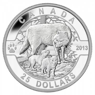 2013 - $25 - 1 oz Fine Silver Coin - The Wolf