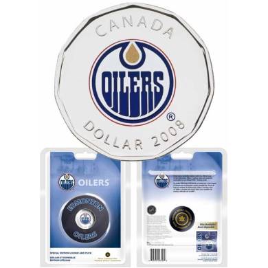 2008 Edmonton Oilers NHL Dollar Special Edition Loonie and Puck - $1