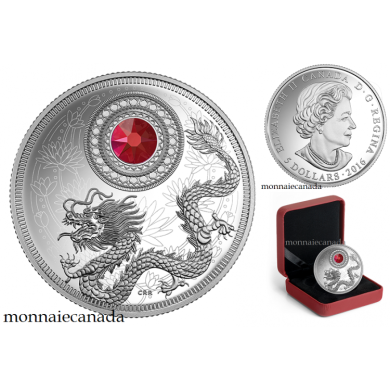 2016 - $5 - Fine Silver Coin made with Swarovski Crystal - Birthstone - January