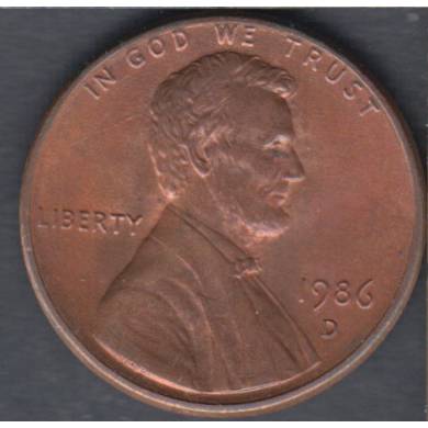 1986 D - AU - UNC - Lincoln Small Cent