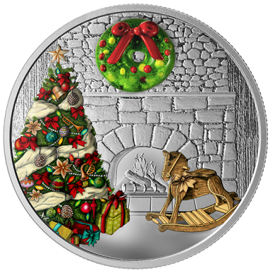 2019 - $20 - 1 oz. Pure Silver Coloured Coin - Murano Holiday Wreath