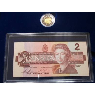 1996 Canada  Proof $2 Coin AND BRX Bank Note Set / Case & COA