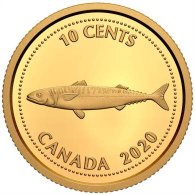 2020 - 10 Cents - Pice de 1/10 oz en or pur  Hommage  Alex Colville : Piece de 10 Cents de 1967