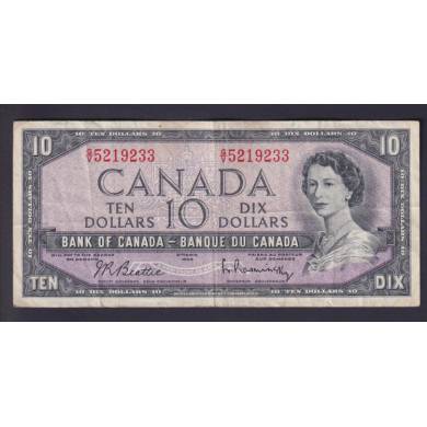 1954 $10 Dollars - VF - Beattie Rasminsky - Prefix G/V