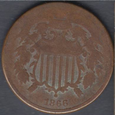 1866 - Shield - Good - Two Cents