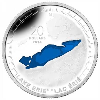 2014 - $20 - 1 oz. Fine Silver Coin - Lake Erie