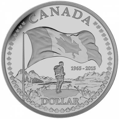 2015 - $1.00 - Dollar preuve numismatique en argent fin - 50e anniversaire du drapeau canadien