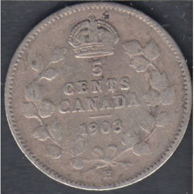 1903 H - VG - Small 'H' - Canada 5 Cents