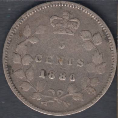 1886 - VG - Large '6' - Canada 5 Cents