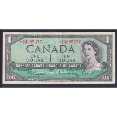 1954 $1 Dollar - VF- Beattie Rasminsky - Prefix *B/M - Replacement
