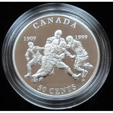 1999 CANADA 50 Cents Sterling Silver - First Grey Cup Football