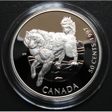 1997 Canada 50 Cents Argent Sterling - Chien Canadien Eskimo