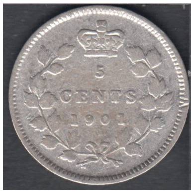 1901 - Fine - Canada 5 Cents