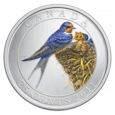 2011 - 25 Cent - Coloured Coin - Barn Swallow