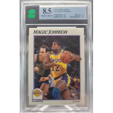 1991-92 NBA Hoops #101 Magic Johnson Lakers 8.5 NMNT - MNT+